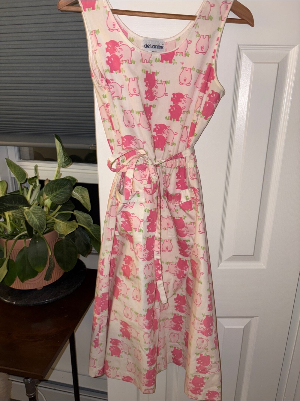 Vintage DeLanthe dress with Pig pattern